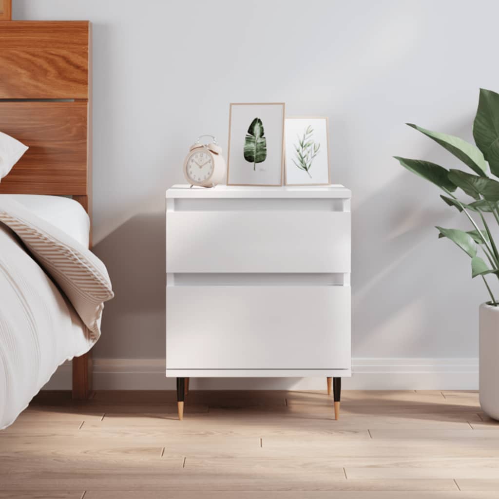 vidaXL Bedside Cabinet High Gloss White 40x35x50 cm Engineered Wood