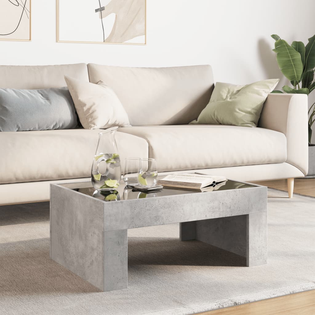 vidaXL Coffee Table with Infinity LED Concrete Grey 70x50x30 cm