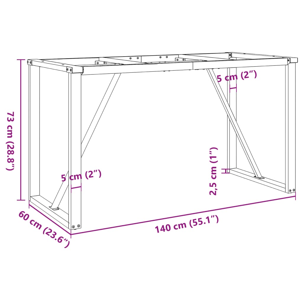 vidaXL Dining Table Legs O-Frame 140x60x73 cm Cast Iron