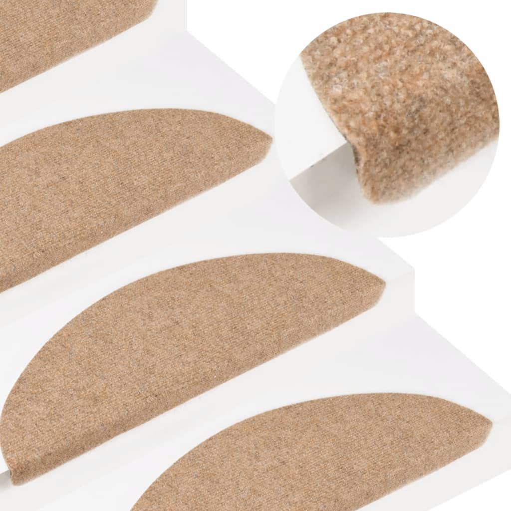 vidaXL Stair Mats Self-adhesive 10 pcs Beige 65x22.5x3.5 cm