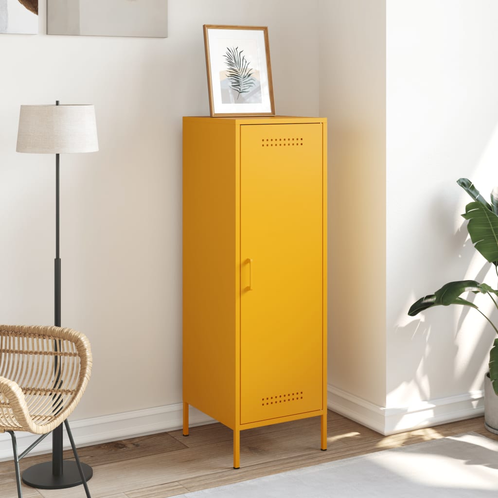 vidaXL Highboard Mustard Yellow 36x39x113 cm Steel