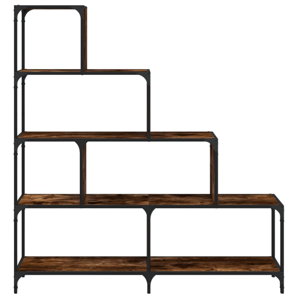 vidaXL Bookcase 4-Stair Smoked Oak 139x33.5x149 cm Engineered Wood