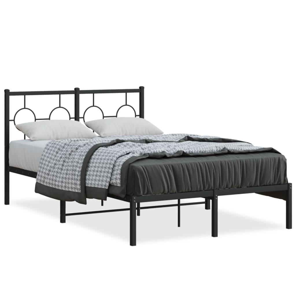 vidaXL Metal Bed Frame without Mattress with Headboard Black 120x200 cm