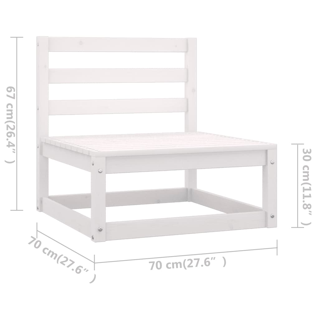 vidaXL 11 Piece Garden Lounge Set White Solid Pinewood