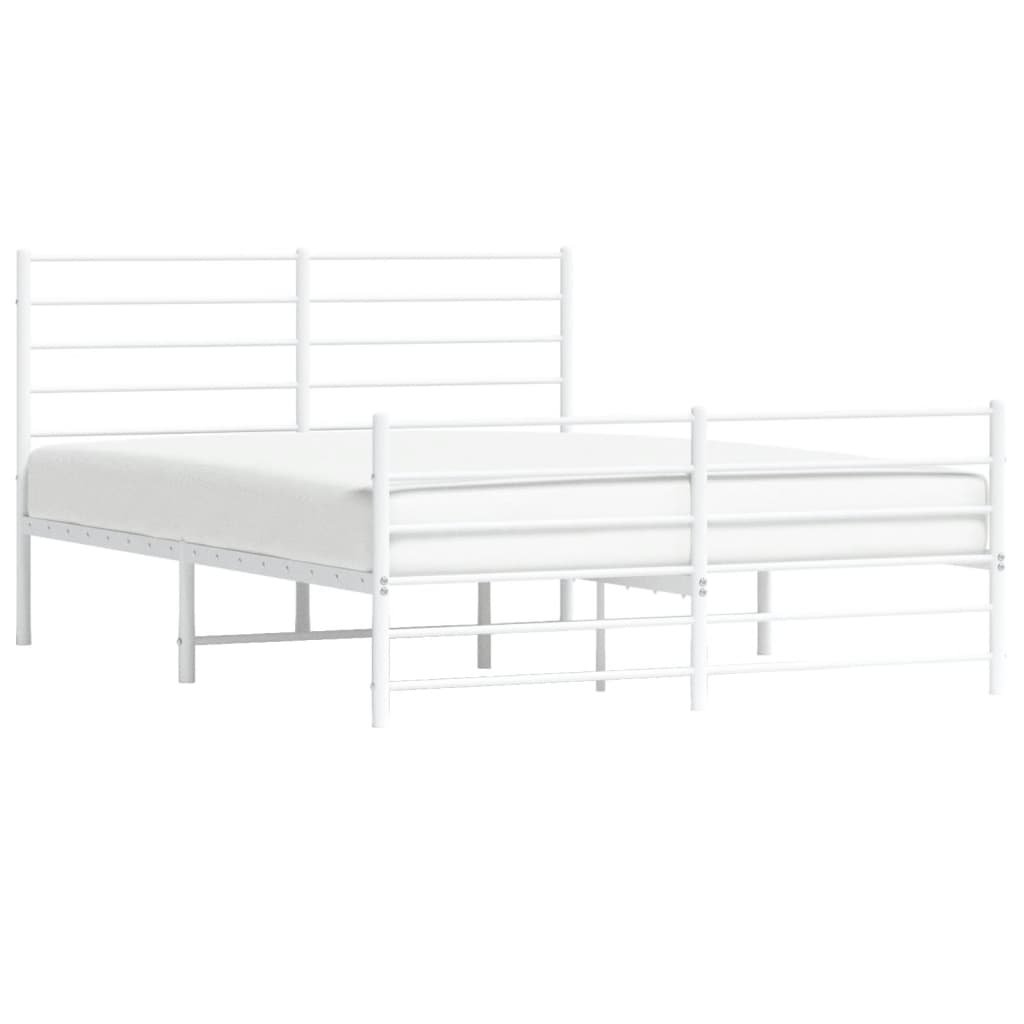 vidaXL Metal Bed Frame without Mattress with Footboard White 120x200 cm