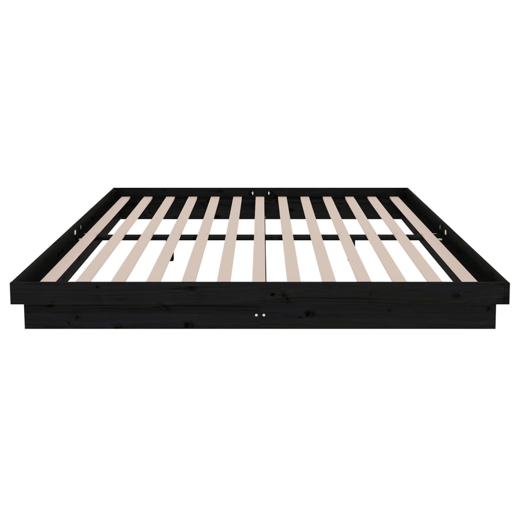 vidaXL Bed Frame without Mattress Black Solid Wood 200x200 cm