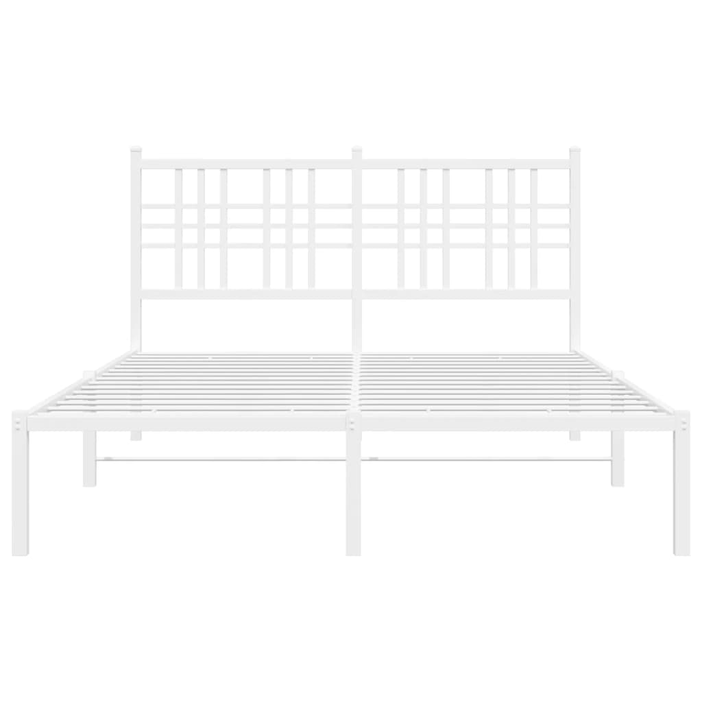 vidaXL Metal Bed Frame without Mattress with Headboard White 120x190 cm Small Double