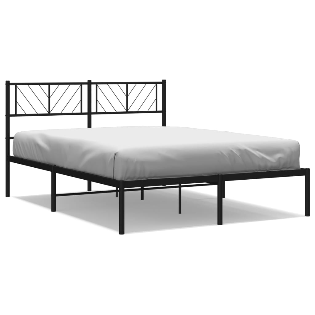 vidaXL Metal Bed Frame without Mattress with Headboard Black 120x190 cm Small Double