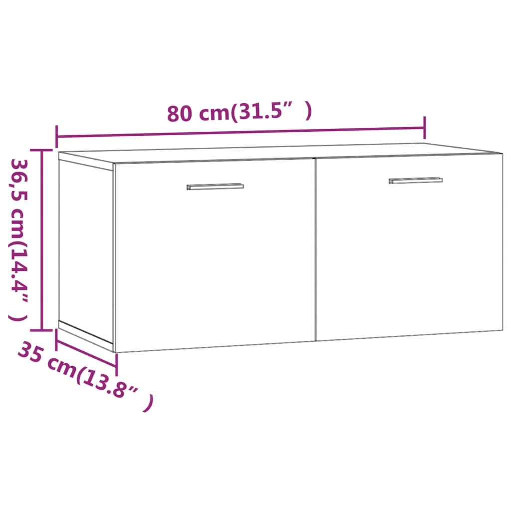 vidaXL Wall Cabinet Grey Sonoma 80x35x36.5 cm Engineered Wood