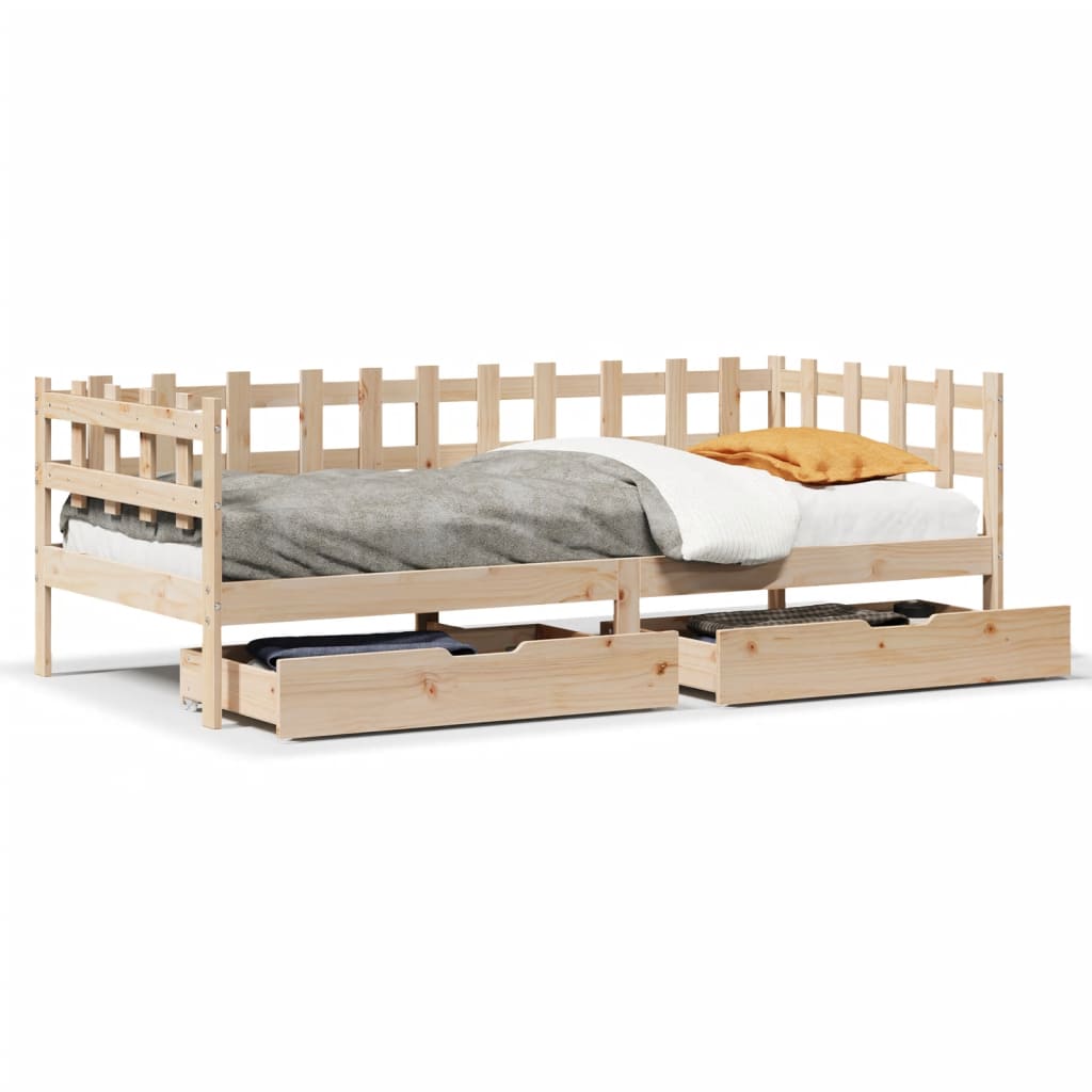 vidaXL Daybed with Drawers without Mattress 80x200 cm Solid Wood