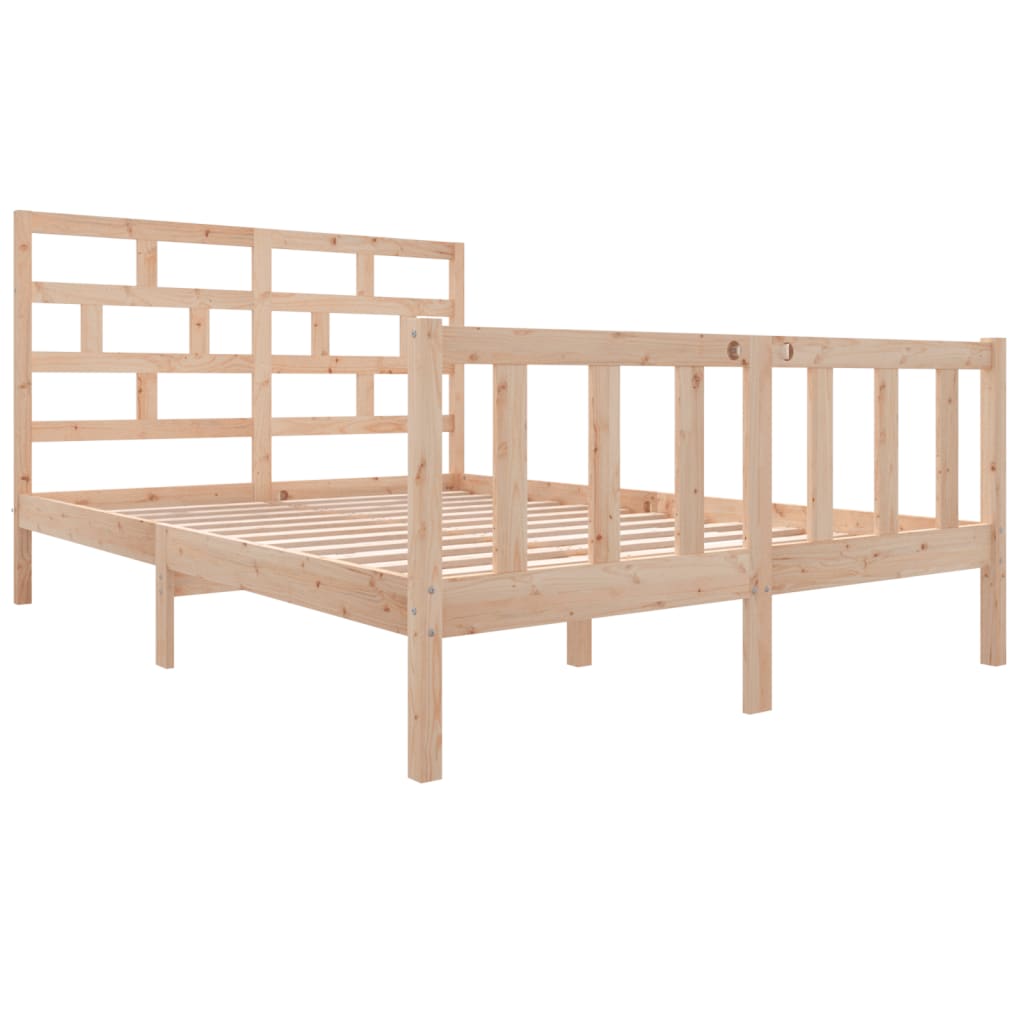 vidaXL Bed Frame without Mattress Solid Wood Pine King Size