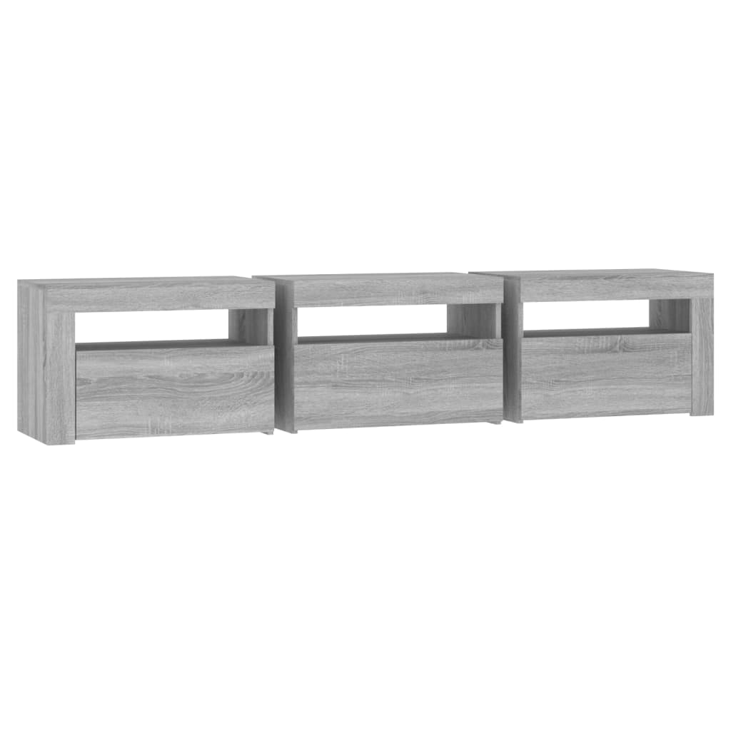 vidaXL TV Cabinet with LED Lights Grey Sonoma 180x35x40 cm