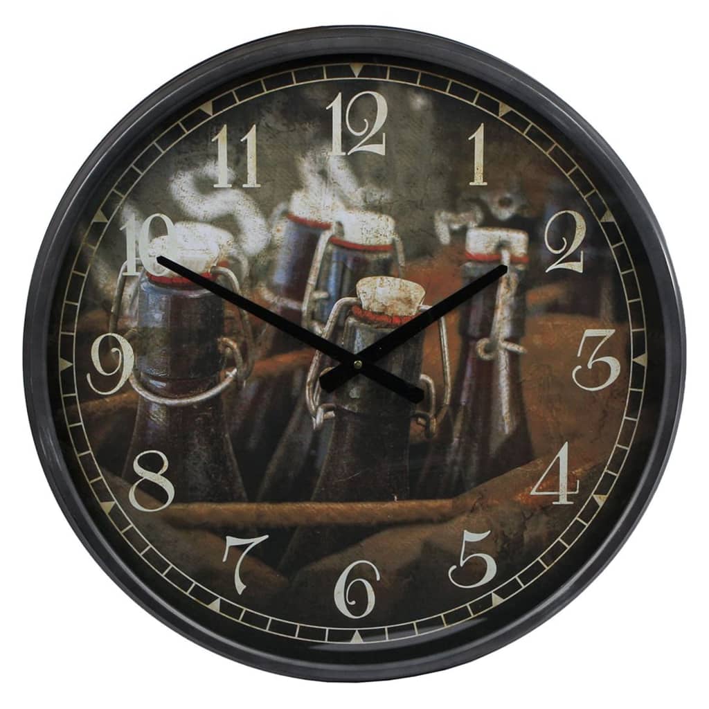 Gifts Amsterdam Wall Clock Bottles in Crate Metal Black 51 cm