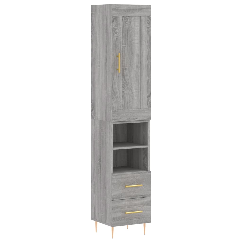 vidaXL Highboard Grey Sonoma 34.5x34x180 cm Engineered Wood