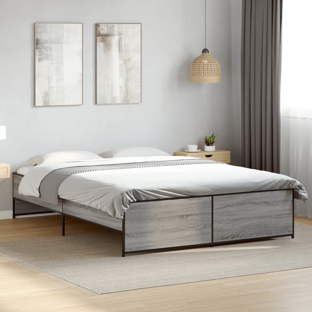 vidaXL Bed Frame without Mattress Grey Sonoma 150x200 cm King Size