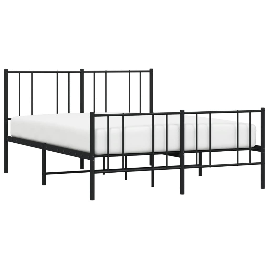 vidaXL Metal Bed Frame without Mattress with Footboard Black 140x190 cm