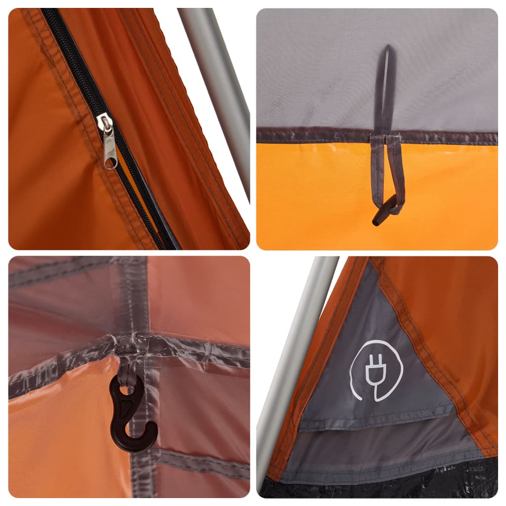 vidaXL Family Tent Dome 6-Person Grey and Orange Quick Release