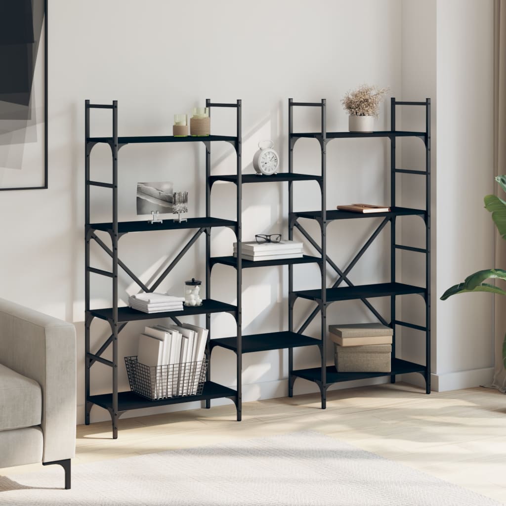 vidaXL Bookshelf Black 160x28.5x136.5 cm Engineered Wood