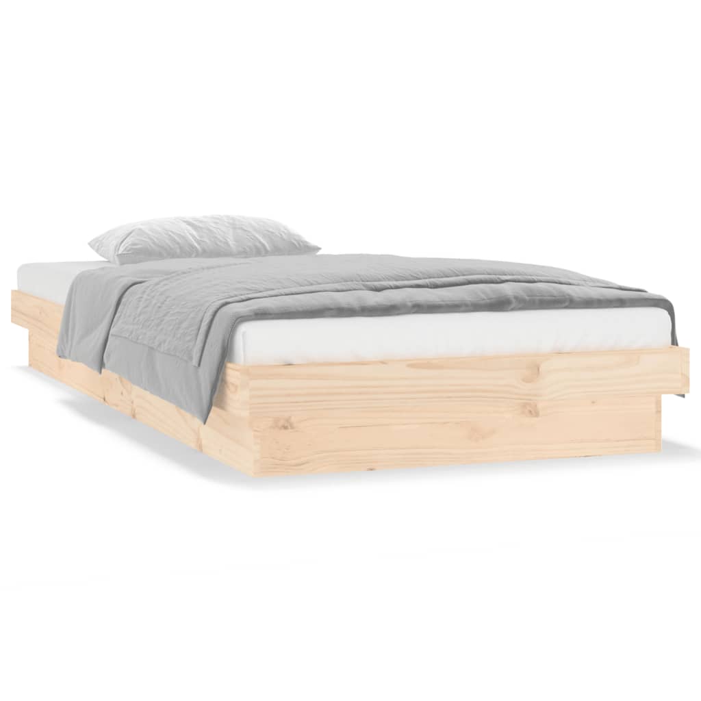 vidaXL LED Bed Frame without Mattress Single Solid Wood