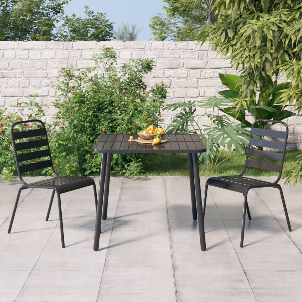 vidaXL 3 Piece Garden Dining Set Anthracite Steel