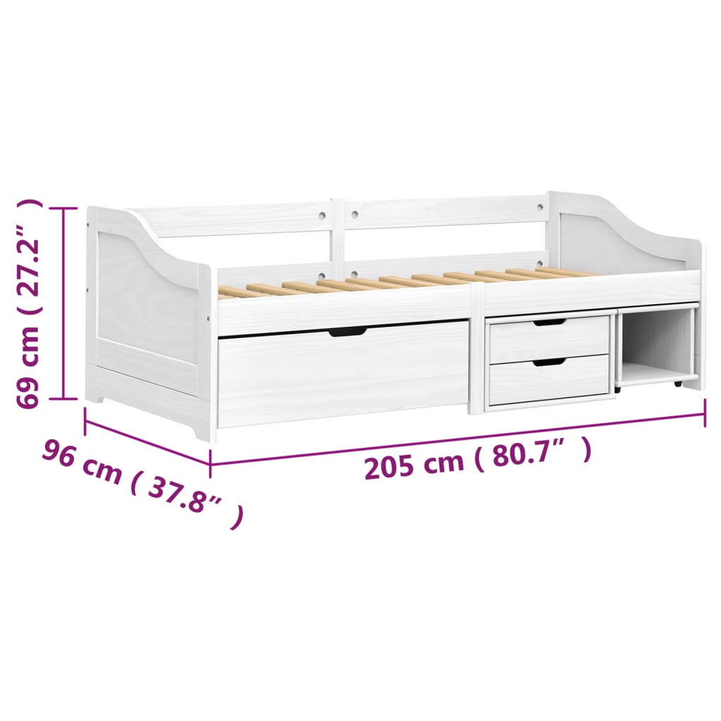 vidaXL Day Bed with 3 Drawers without Mattress "IRUN" White 90x200 cm