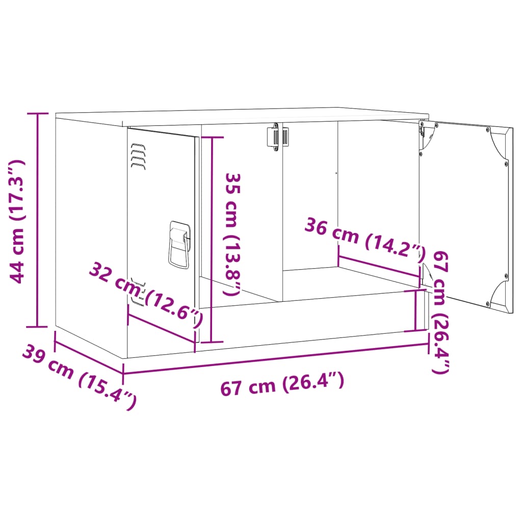 vidaXL TV Cabinet Anthracite 67x39x44 cm Steel