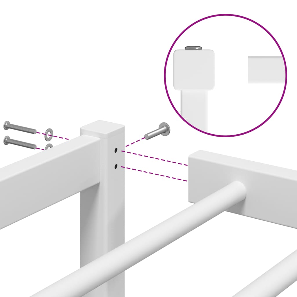 vidaXL Metal Bed Frame White 135x190 cm Double