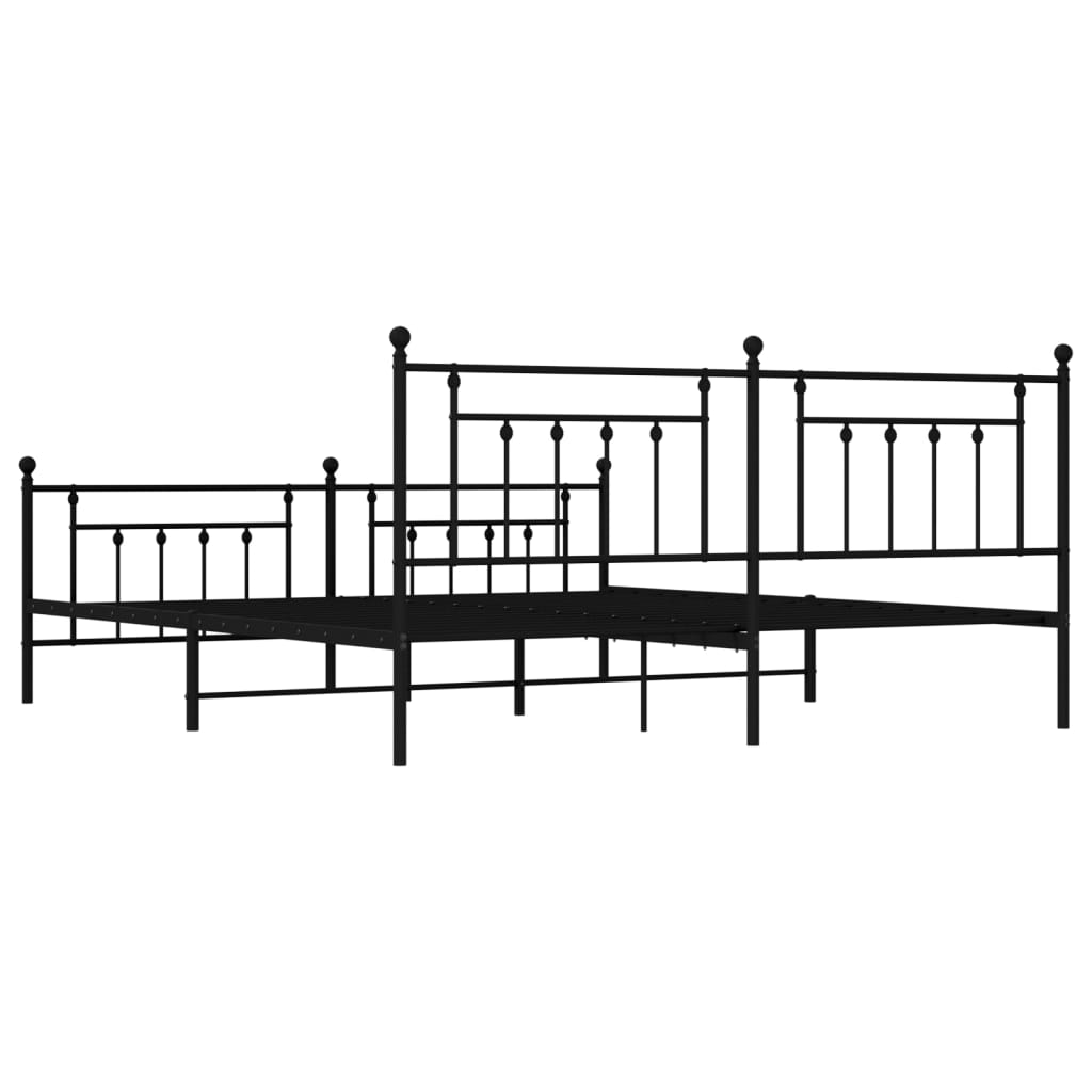 vidaXL Metal Bed Frame without Mattress with Footboard Black 200x200 cm