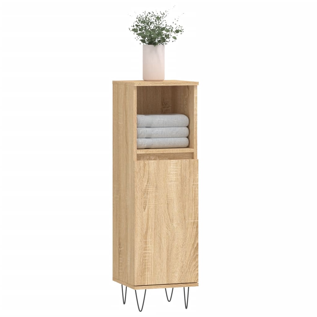 vidaXL Bathroom Cabinet Sonoma Oak 30x30x100 cm Engineered Wood