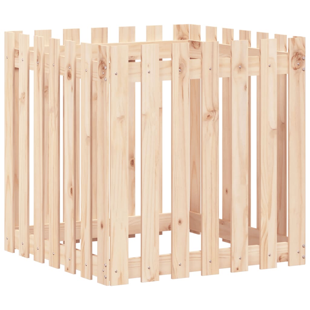 vidaXL Garden Planter with Fence Design 70x70x70 cm Solid Wood Pine