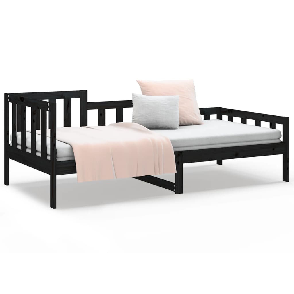 vidaXL Day Bed without Mattress Black 90x200 cm Solid Wood Pine