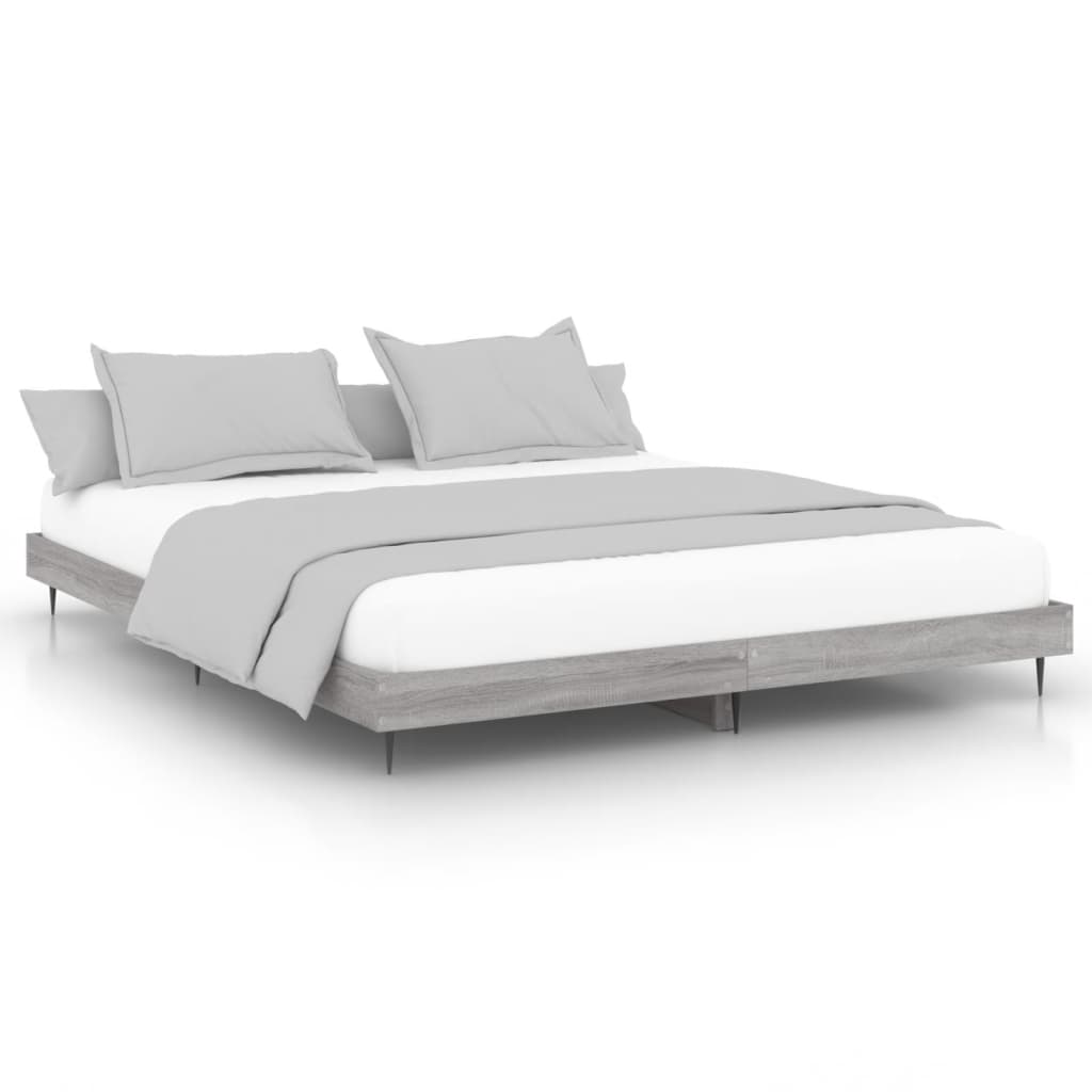 vidaXL Bed Frame without Mattress Grey Sonoma 140x200 cm Engineered Wood