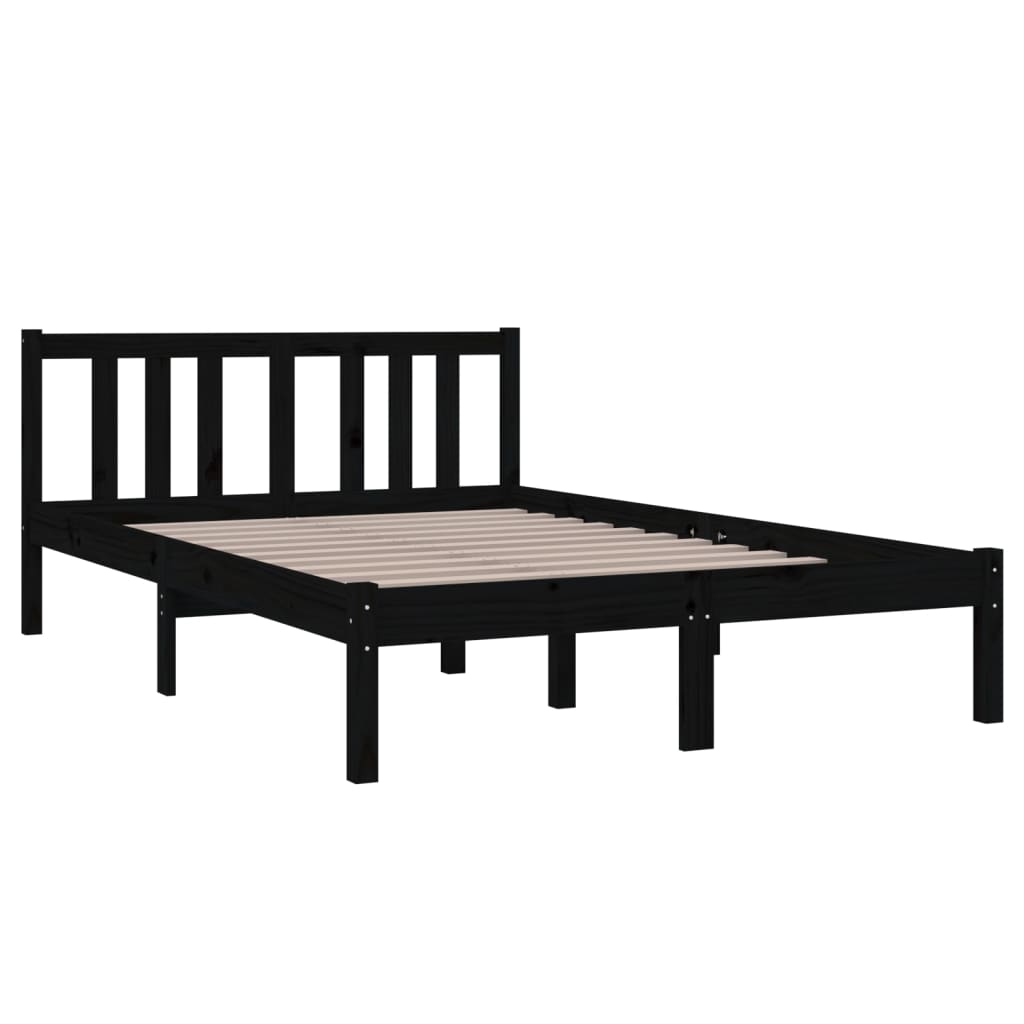 vidaXL Bed Frame without Mattress Black Solid Wood 120x190 cm Small Double