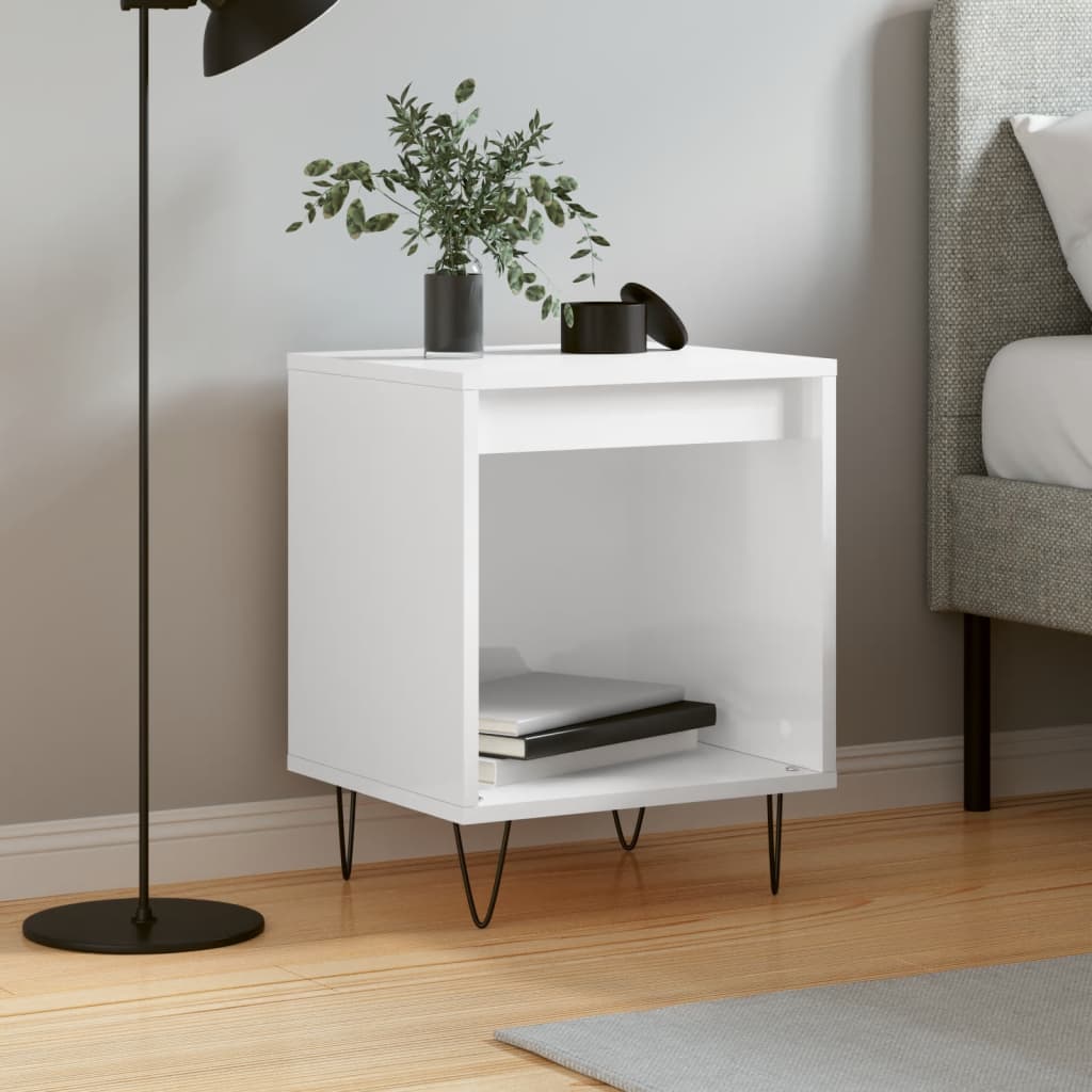 vidaXL Bedside Cabinet High Gloss White 40x35x50 cm Engineered Wood