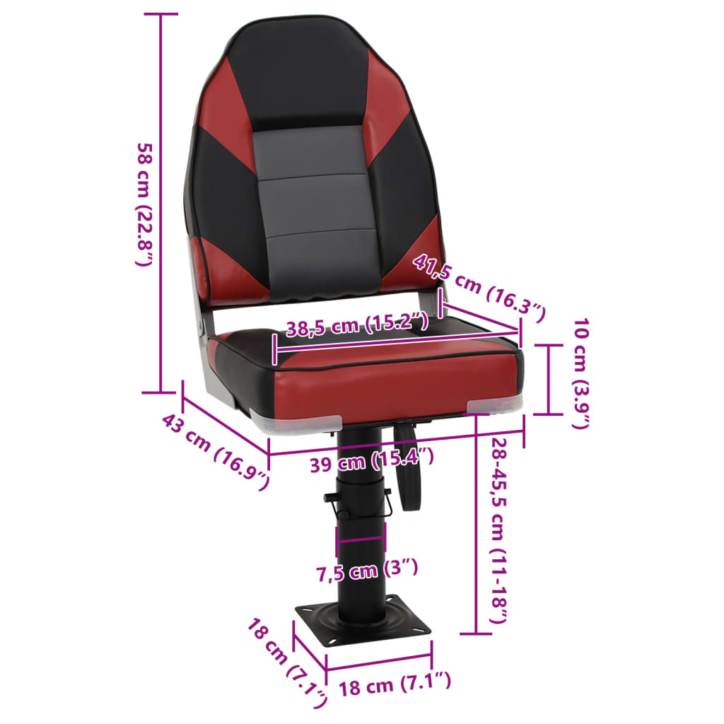 vidaXL Boat Seat with Pedestal Height Adjustable 360° Rotatable