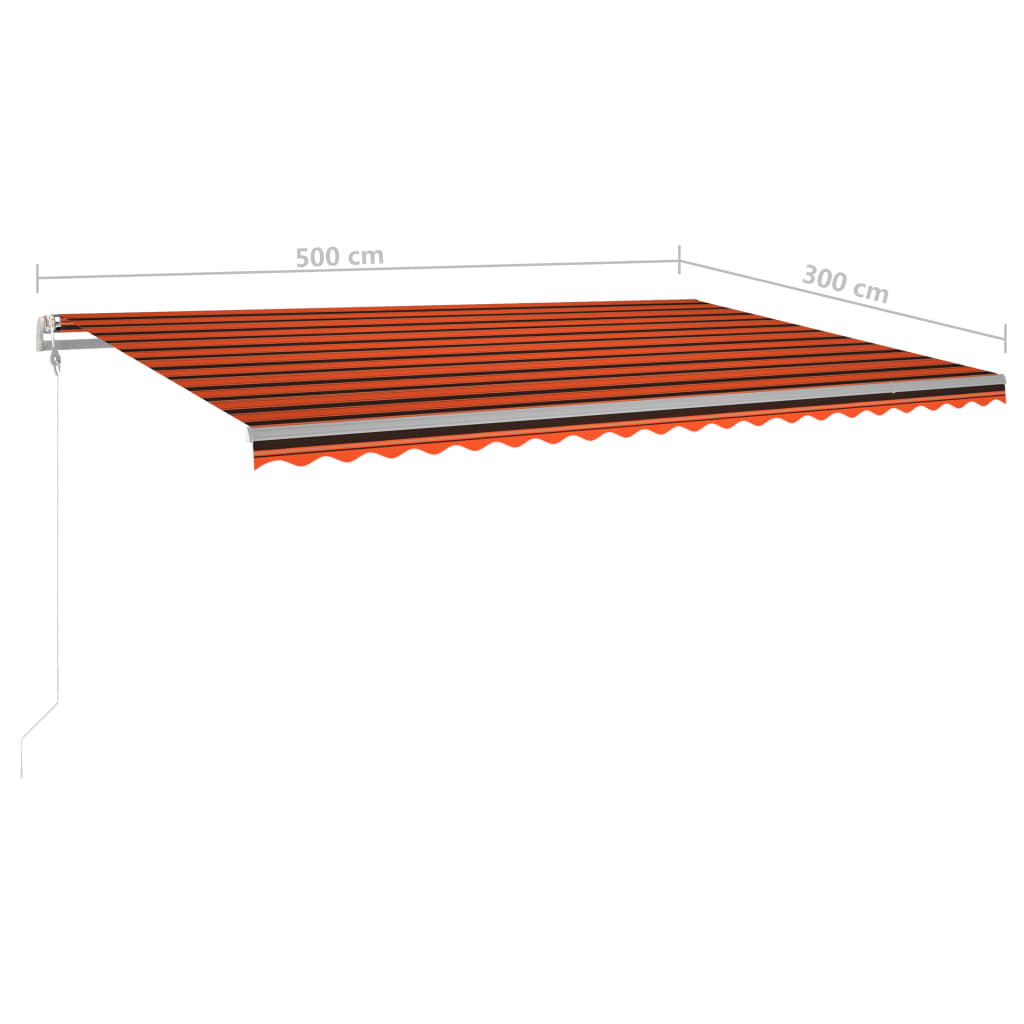 vidaXL Manual Retractable Awning with Posts 5x3 m Orange and Brown