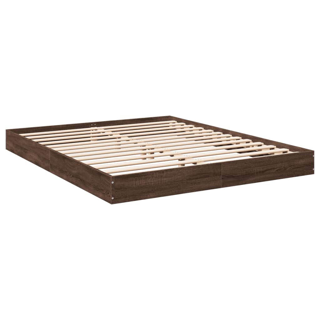 vidaXL Bed Frame without Mattress Brown Oak 150x200 cm King Size Engineered Wood