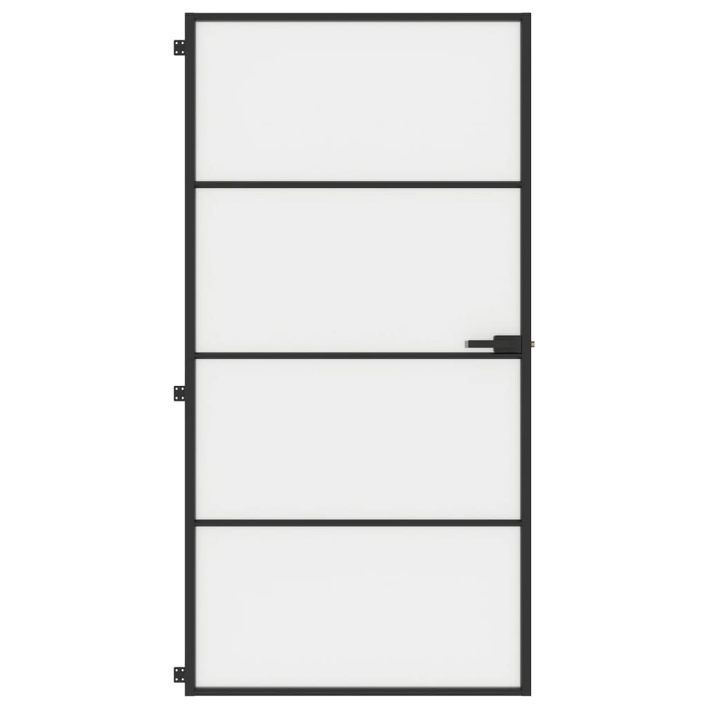 vidaXL Interior Door Slim Black 102.5x201.5 cm Tempered Glass and Aluminium