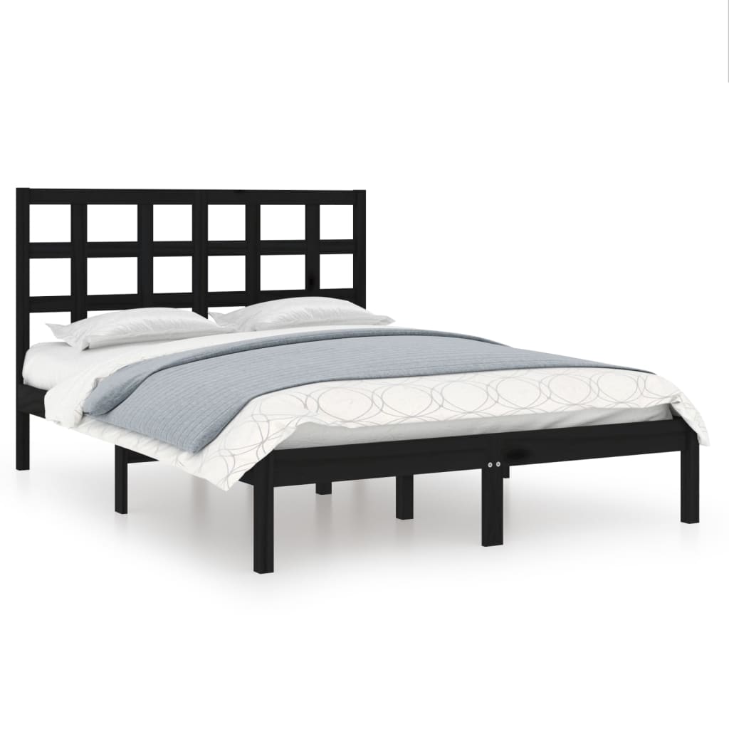 vidaXL Bed Frame without Mattress Black 140x200 cm Solid Wood