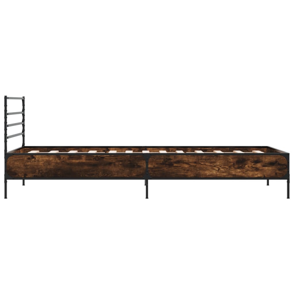 vidaXL Bed Frame without Mattress Smoked Oak 100x200 cm