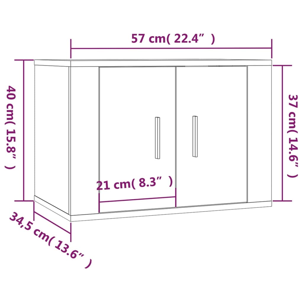 vidaXL Wall-mounted TV Cabinets 2 pcs White 57x34.5x40 cm