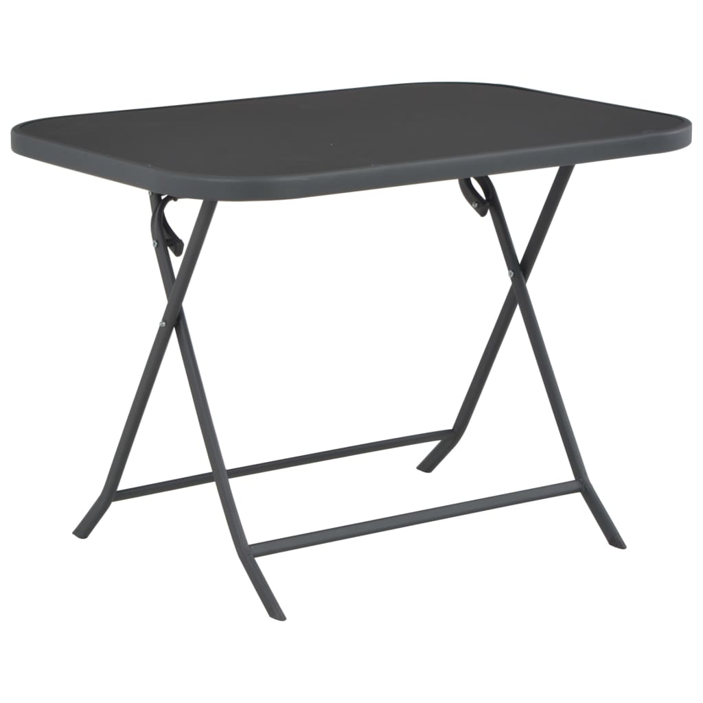 vidaXL Folding Garden Table Grey 100x75x72 cm Glass and Steel