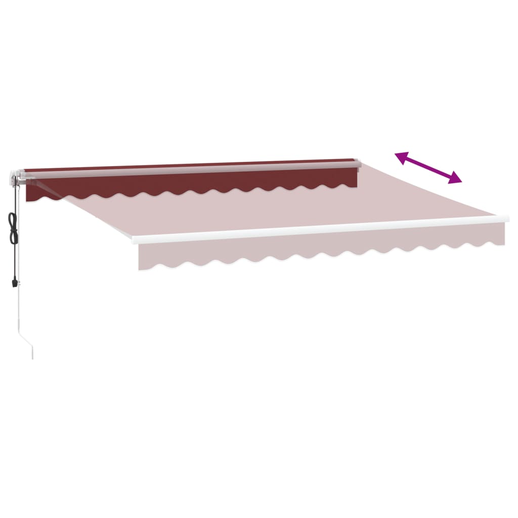 vidaXL Automatic Retractable Awning with LED Burgundy 350x250 cm