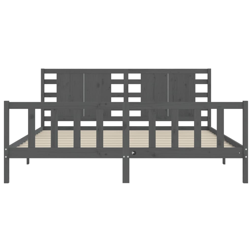 vidaXL Bed Frame without Mattress Grey 200x200 cm Solid Wood Pine