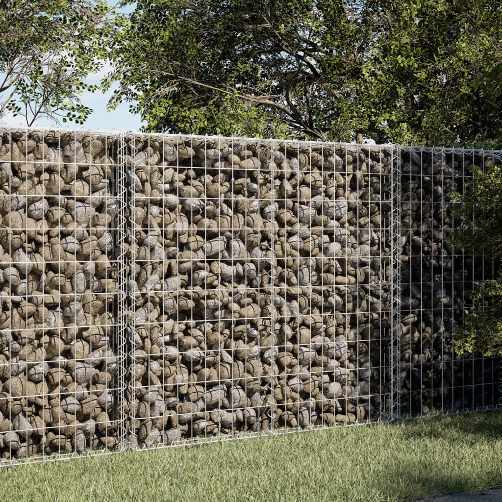 vidaXL Gabion Basket with Cover 150x100x100 cm Galvanised Iron