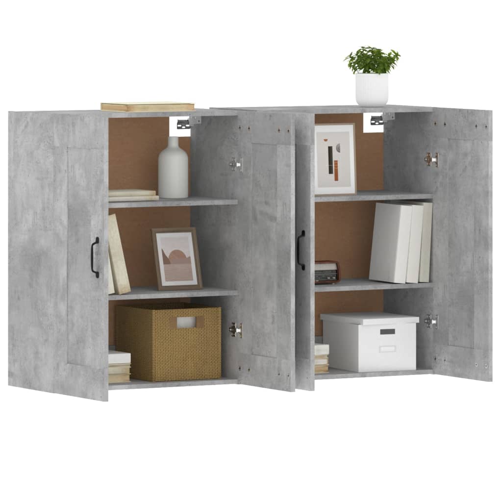 vidaXL Wall Mounted Cabinets 2 pcs Concrete Grey Engineered Wood