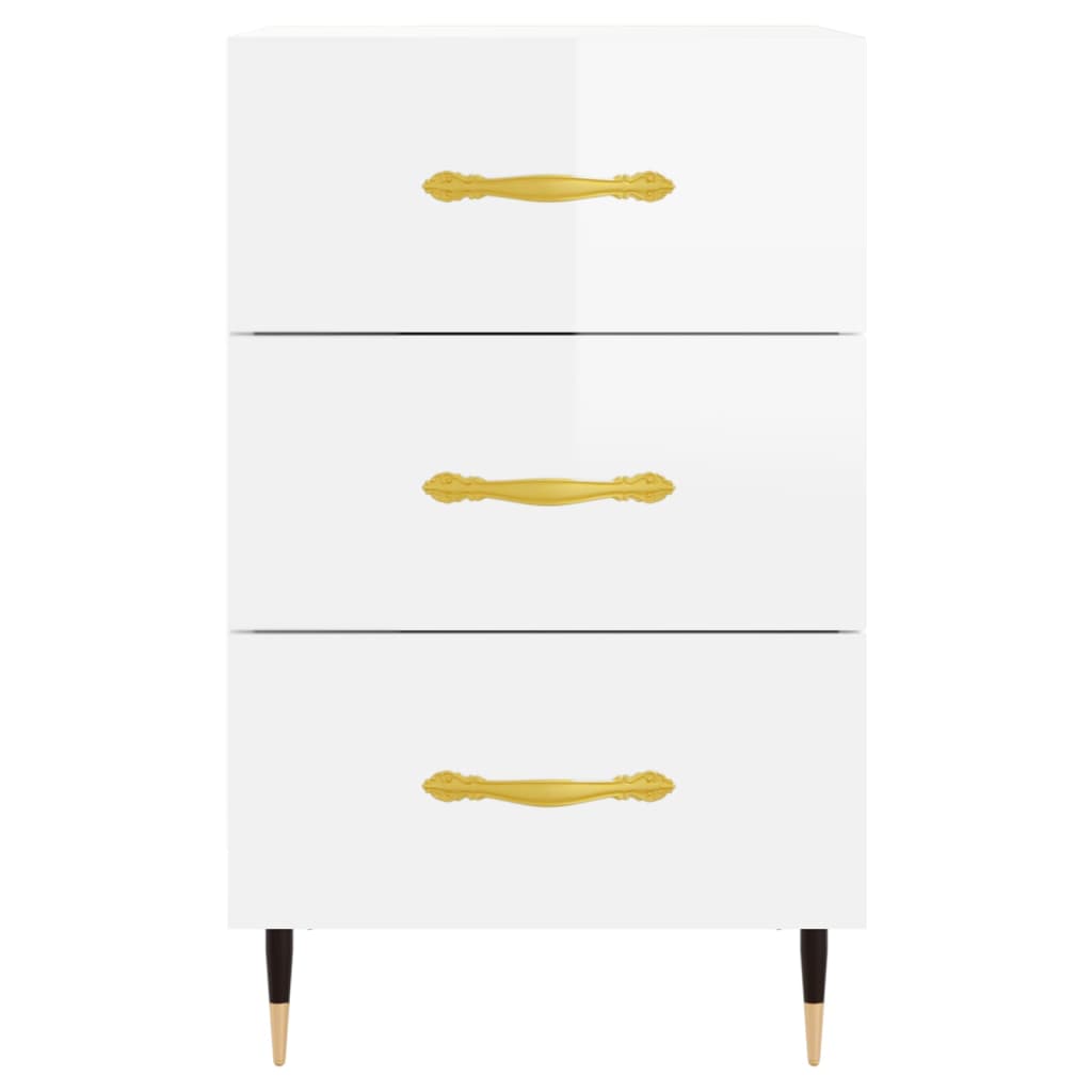 vidaXL Bedside Cabinet High Gloss White 40x40x66 cm Engineered Wood