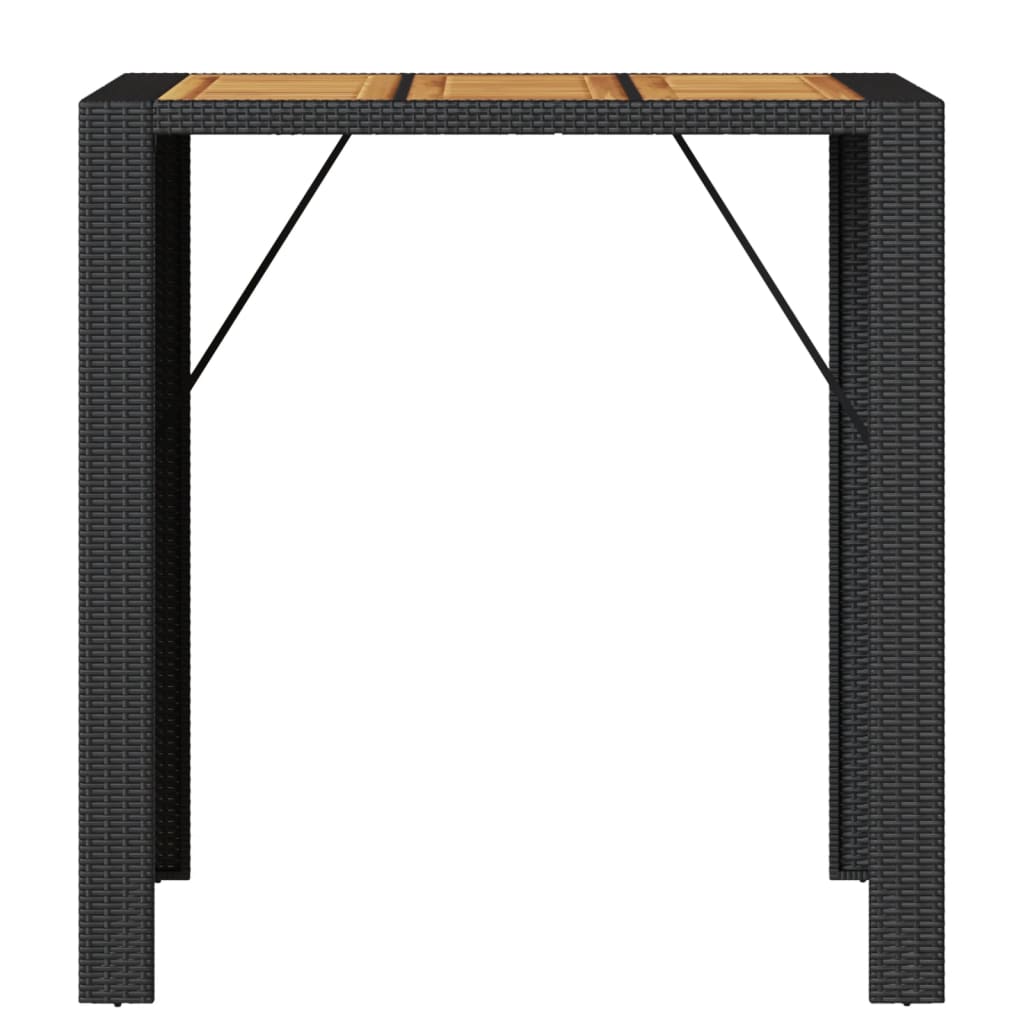 vidaXL Garden Bar Table with Acacia Wood Top Black 105x80x110 cm Poly Rattan