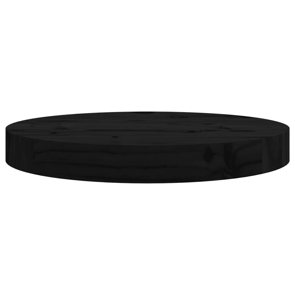 vidaXL Table Top Round Black Ø30x3 cm Solid Wood Pine