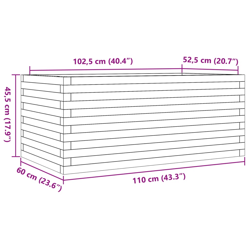 vidaXL Garden Planter 110x60x45.5 cm Impregnated Wood Pine